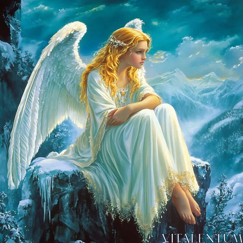 AI ART Winter Angel: A Moment of Peace