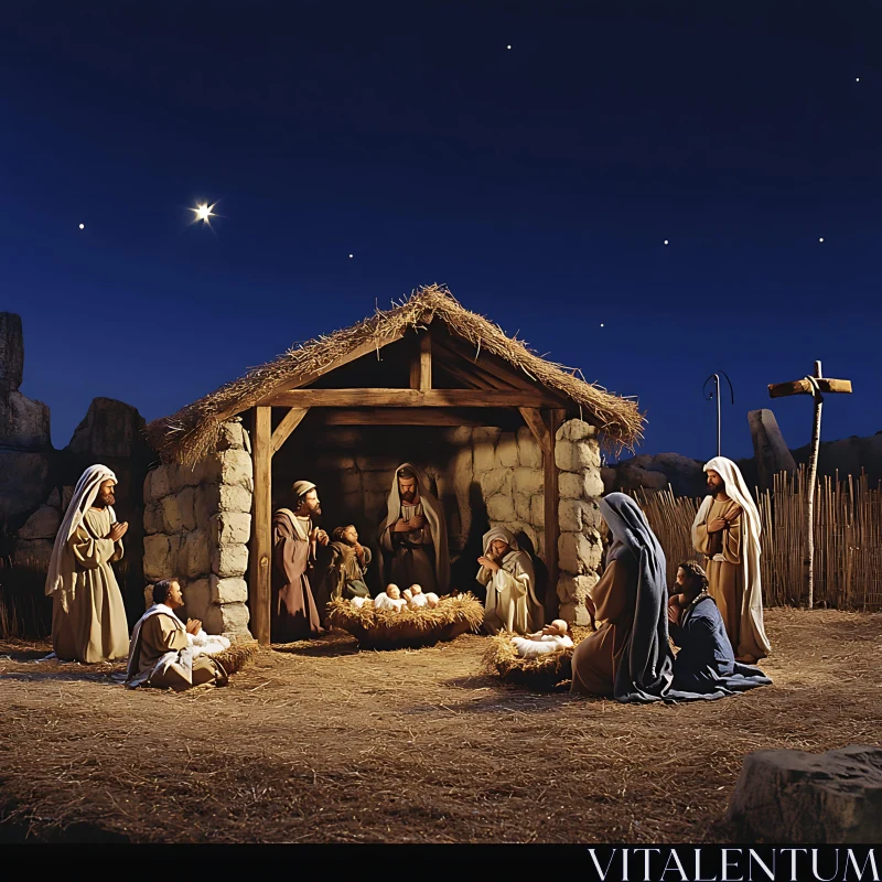 Holy Nativity Scene AI Image