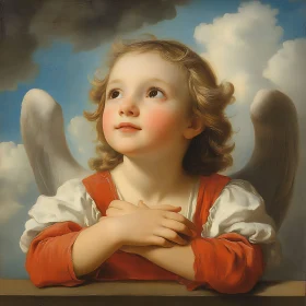 Serene Angelic Child Gazing Skyward