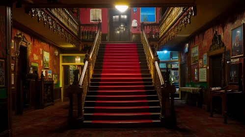 Ornate Hallway with Grand Staircase