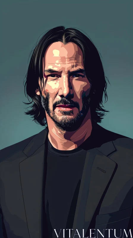 Stylized Digital Art of Keanu Reeves AI Image