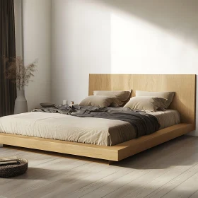 Serene Bedroom with Wooden Bed Frame