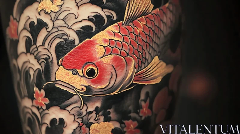 Traditional Japanese Koi Fish Tattoo Design AI Image