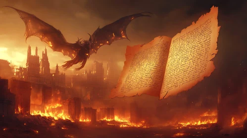 Inferno's Tome: Dragon Over Burning City