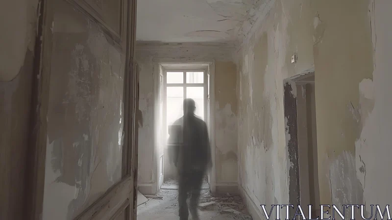 AI ART Ghostly Apparition in Dilapidated Interior