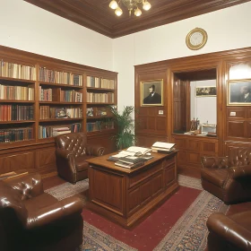 Vintage Study Room with Bookshelves