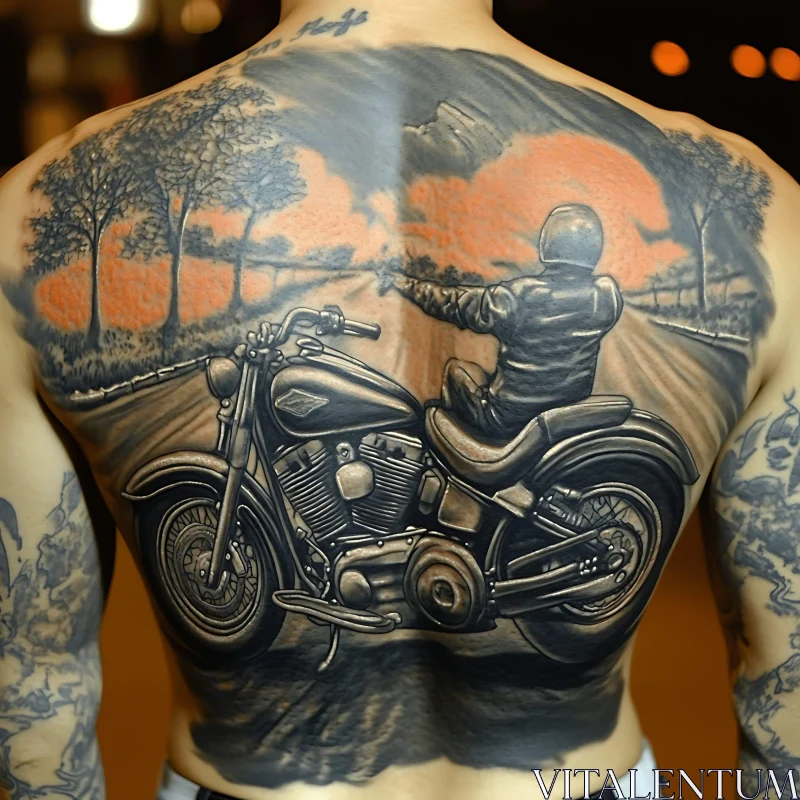 Motorcycle Tattoo on Back AI Image