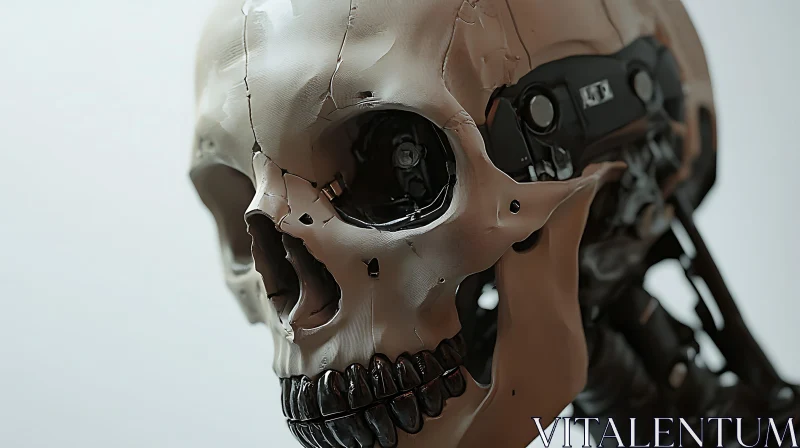 Futuristic Cyborg Skull Close-Up AI Image