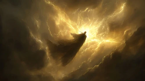 Golden Lightning Storm Art Print