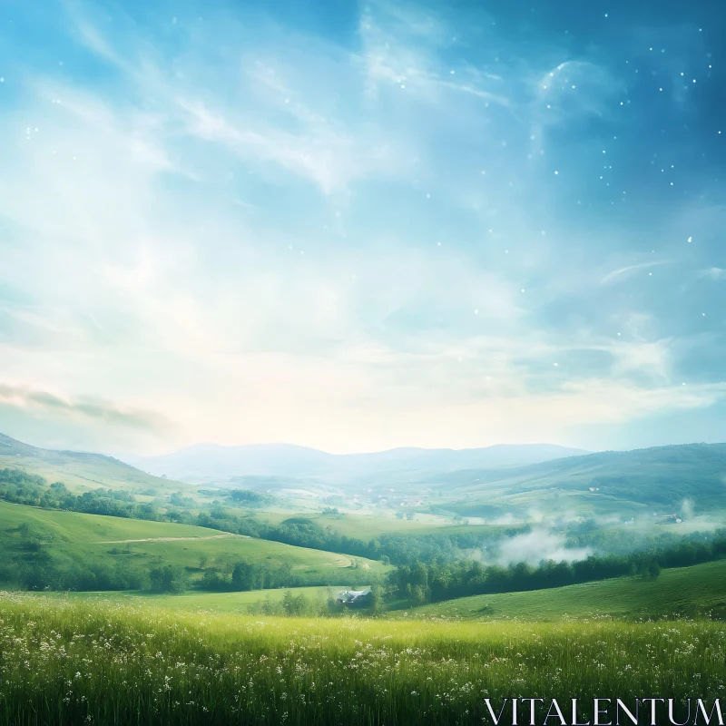 AI ART Rolling Hills Landscape with Sky