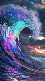 Gorgeous Colorful Wave in Dramatic Seascape