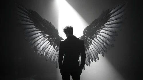 Monochrome Angel with Wings