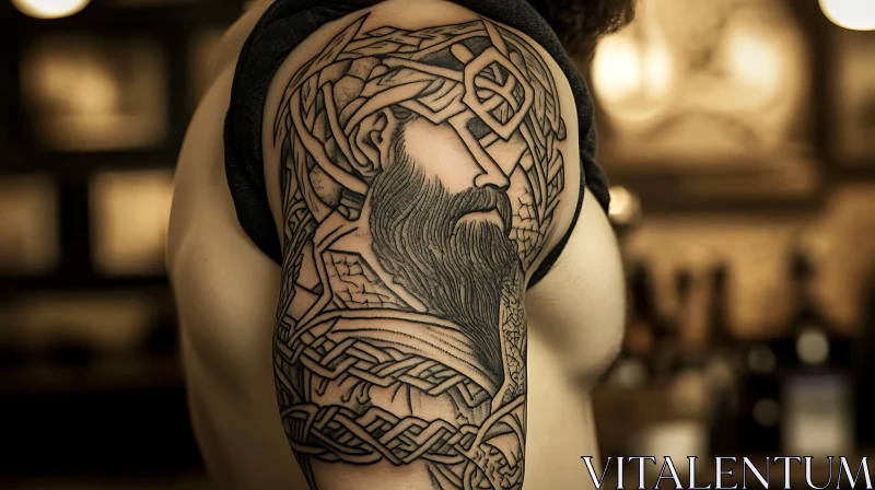 Nordic Viking Warrior Tattoo on Arm AI Image