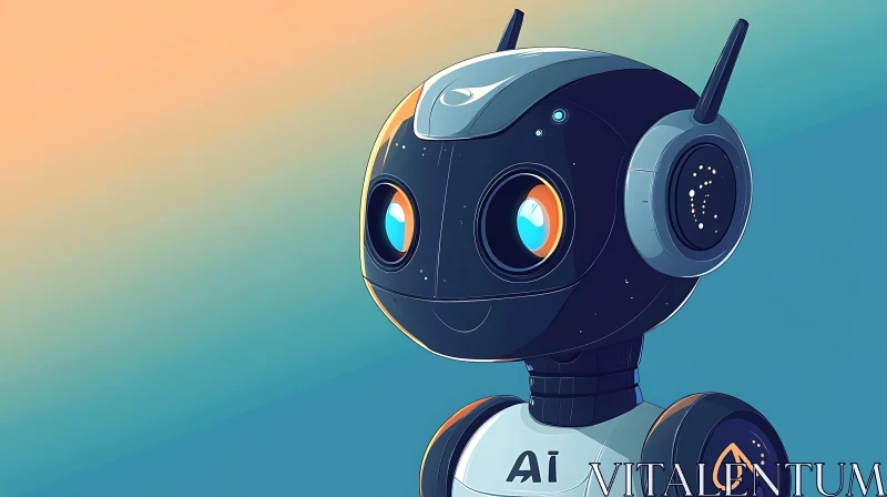 AI ART Cute Robot with Gradient Background