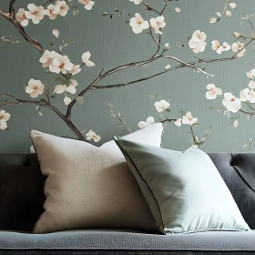 Cushions and Floral Wallpaper Interior Design