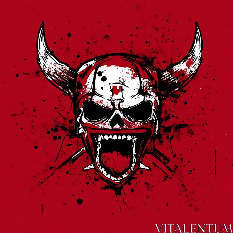 Red and White Skull with Horns AI Image