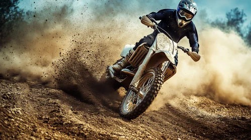 Motorcycle Racing Through Dust