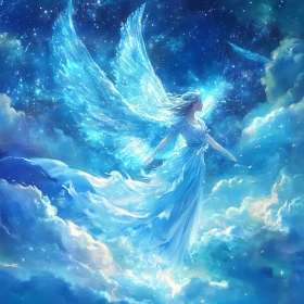 Winged Angel Among the Clouds