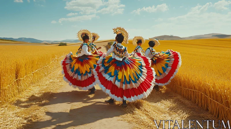 Cultural Dance in a Wheat Field AI Image