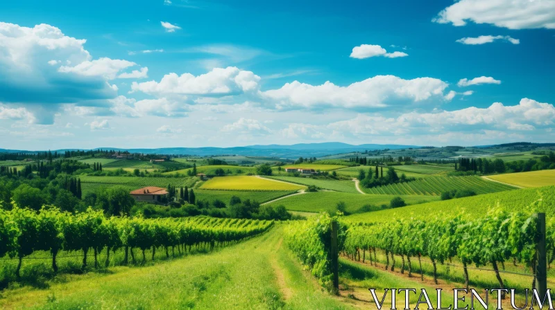 Enchanting Vineyard Landscape in Tuscany, Italy AI Image