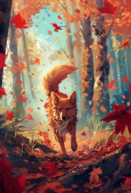 Fox Amidst Falling Leaves