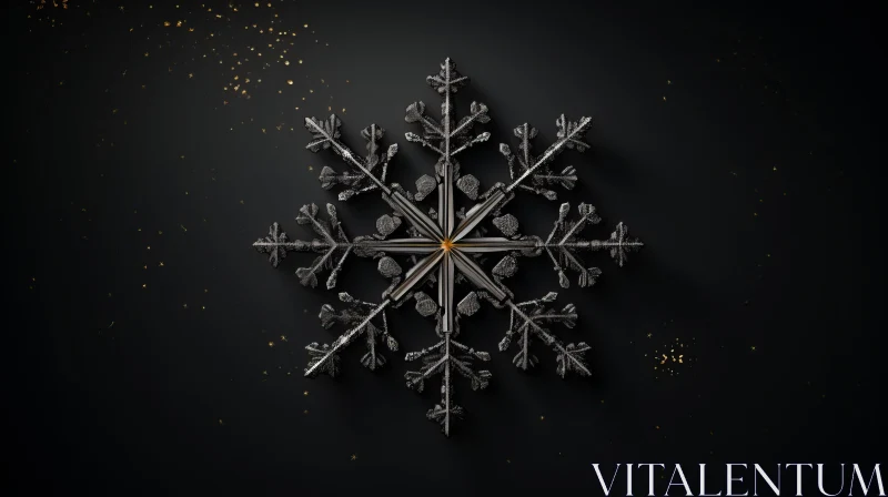 Golden Snowflake on Black Background - A Festive Artistic Display AI Image