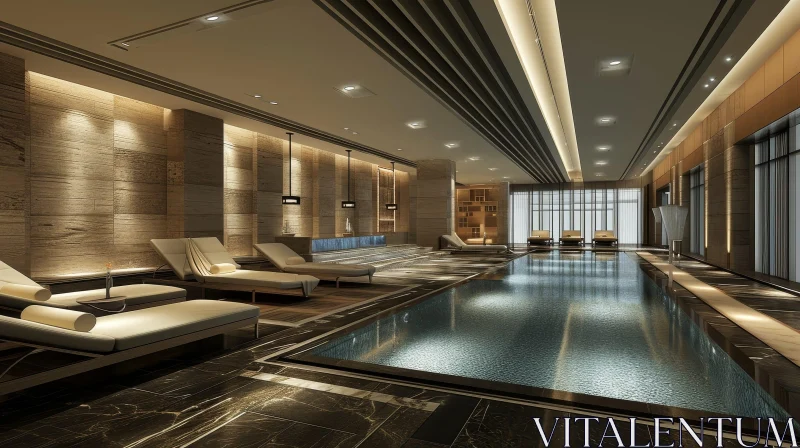 Luxurious Indoor Swimming Pool with Dark Marble | Relaxation and Opulence AI Image