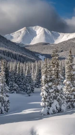 Picturesque Winter Landscape with Snowy Mountain