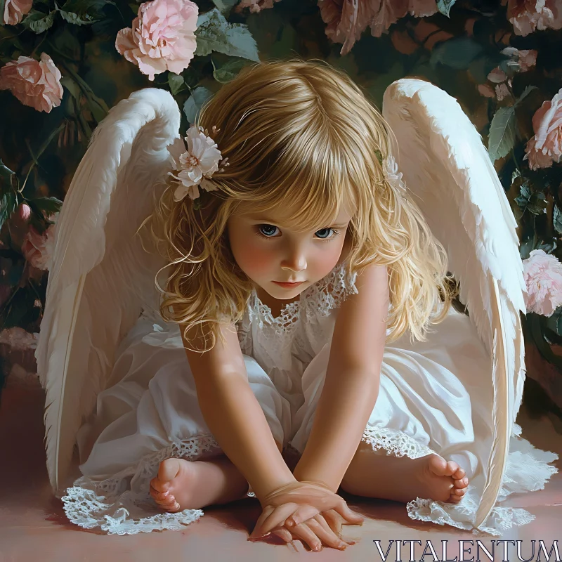 AI ART Innocence in Bloom: A Child Angel