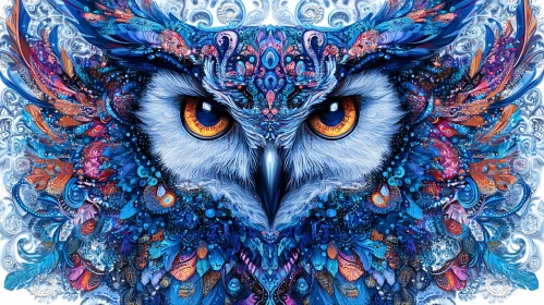 Vivid Feathered Owl Design AI Image