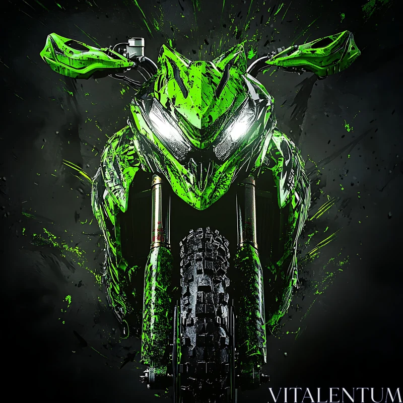 AI ART Lime Green Motorcycle Front View