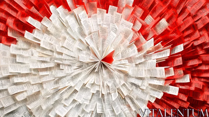 Radial Paper Explosion in Red and White AI Image