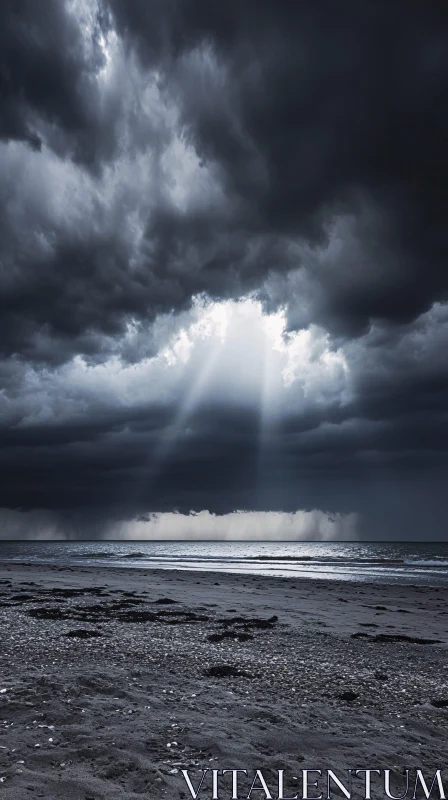 AI ART Dramatic Cloudscape Over an Isolated Shore