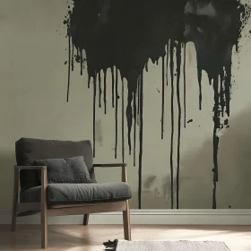 Modern Room with Drip Paint Wall