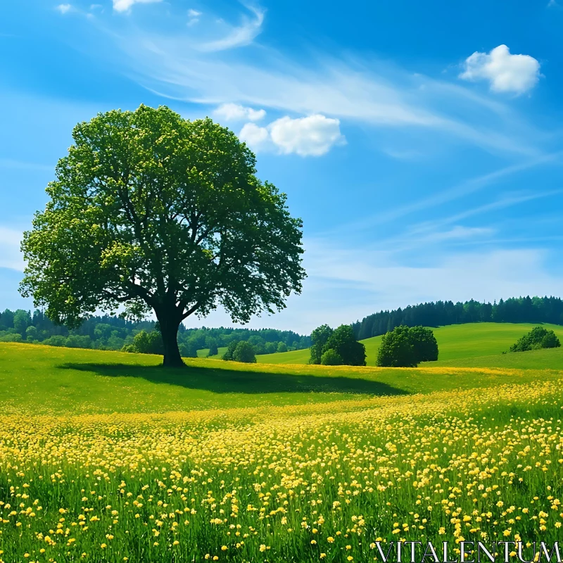 AI ART Blossoming Field Under the Azure Sky