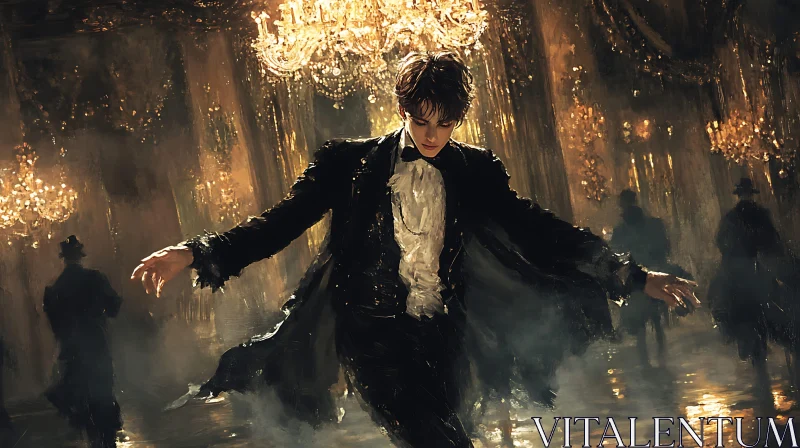 AI ART Tuxedo Man in Golden Ballroom