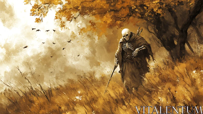 AI ART Grim Reaper in Golden Field Artwork