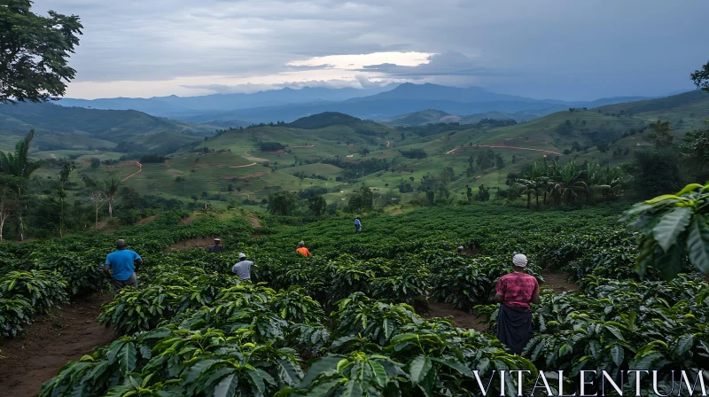 AI ART Workers on a Hillside Plantation