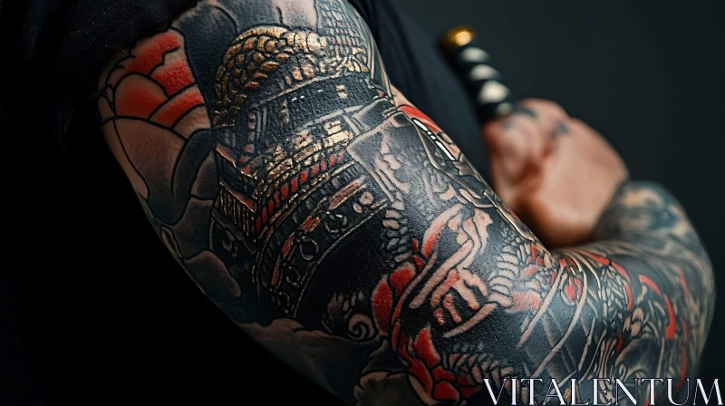 Intricate Art of Samurai Tattoo Sleeve AI Image