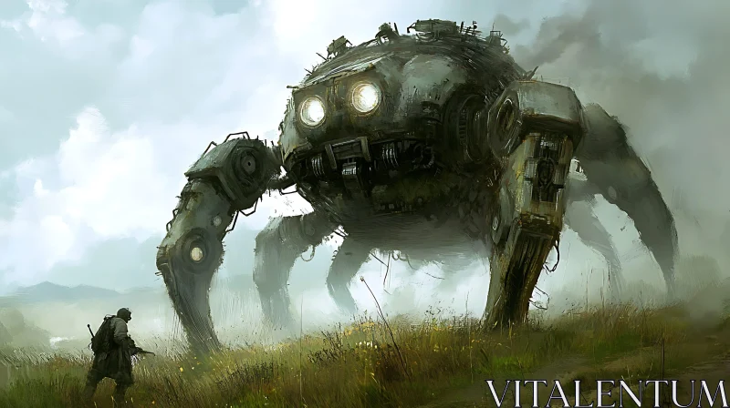 Giant Robot and Soldier AI Image