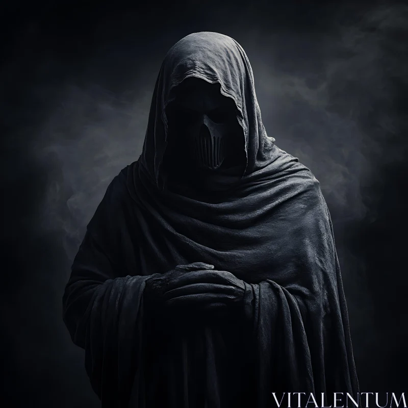 AI ART Mysterious Dark Figure with Mask