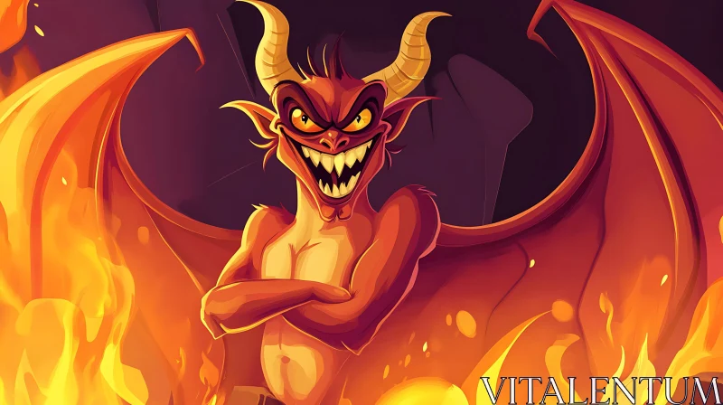 AI ART Illustration of Cartoon Demon with fire