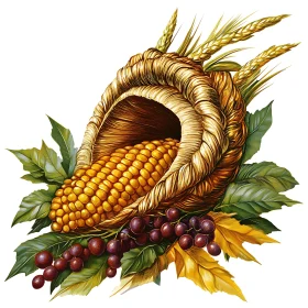 Horn of Plenty with Corn and Grapes