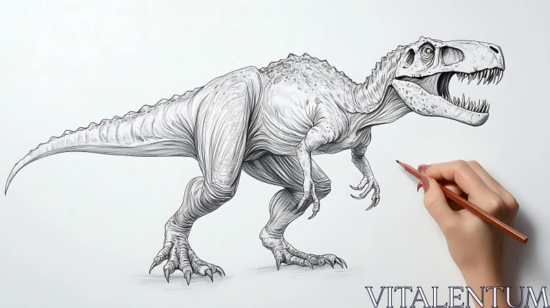 Intricate Dinosaur Sketch AI Image