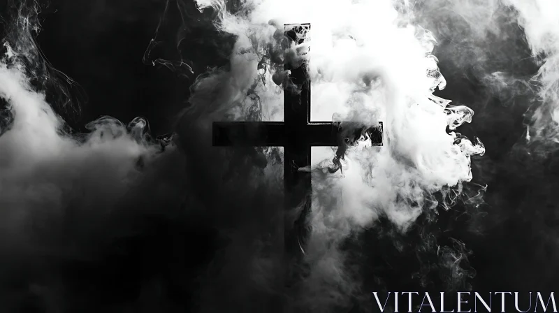 Cross in Smoke - Symbolic Art AI Image