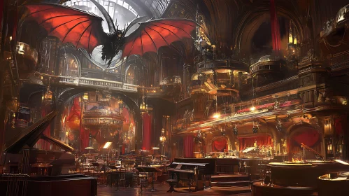 Majestic Dragon in Ornate Interior