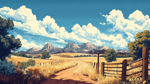 Picturesque Mountain View with Rural Road