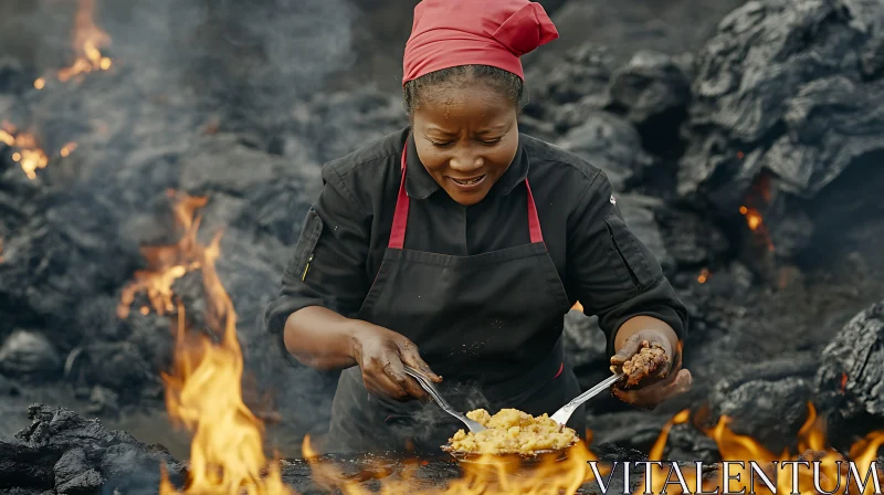 Outdoor Cooking by Skilled Chef AI Image