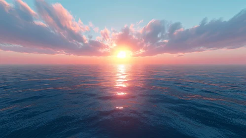 Serene Sunset Over Calm Ocean Waters