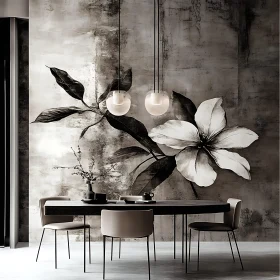 Monochrome Floral Dining Room